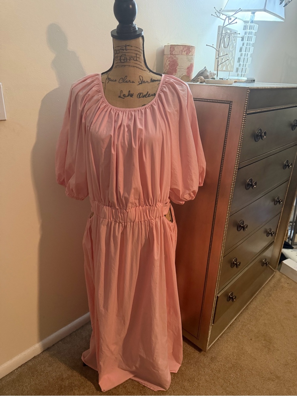 Eloquii Blush Pink Puff-Sleeve Maxi Dress
